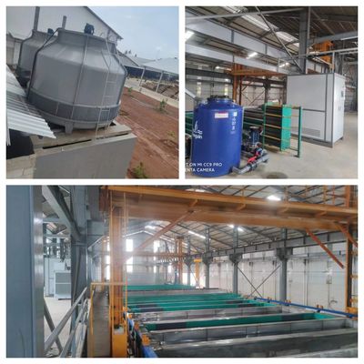 Bon prix Ligne de traitement d'anodisation de profilés en aluminium de qualité industrielle avec une capacité de 150 T/M, une épaisseur de film de 8 à 12 µm et une longueur de profil maximale de 6 500 mm En ligne