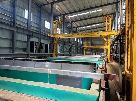 Bon prix 450T/mois Sortie 6500mm Longueur de profil max 8-12 µm Épaisseur de film d'anodisation Ligne de production d'anodisation de profilés en aluminium en ligne